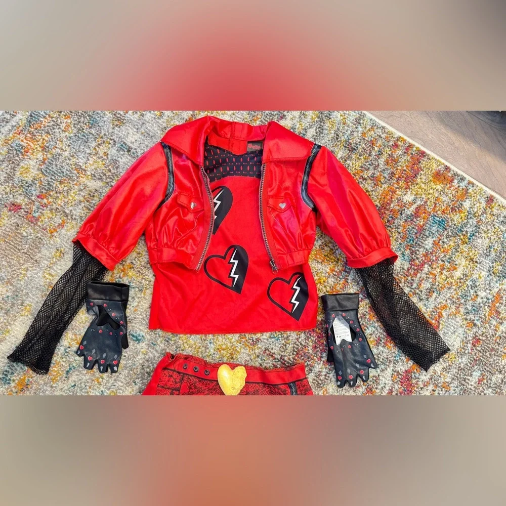 Disney Descendants Red Kids Costume with wig - Picture 3 of 16